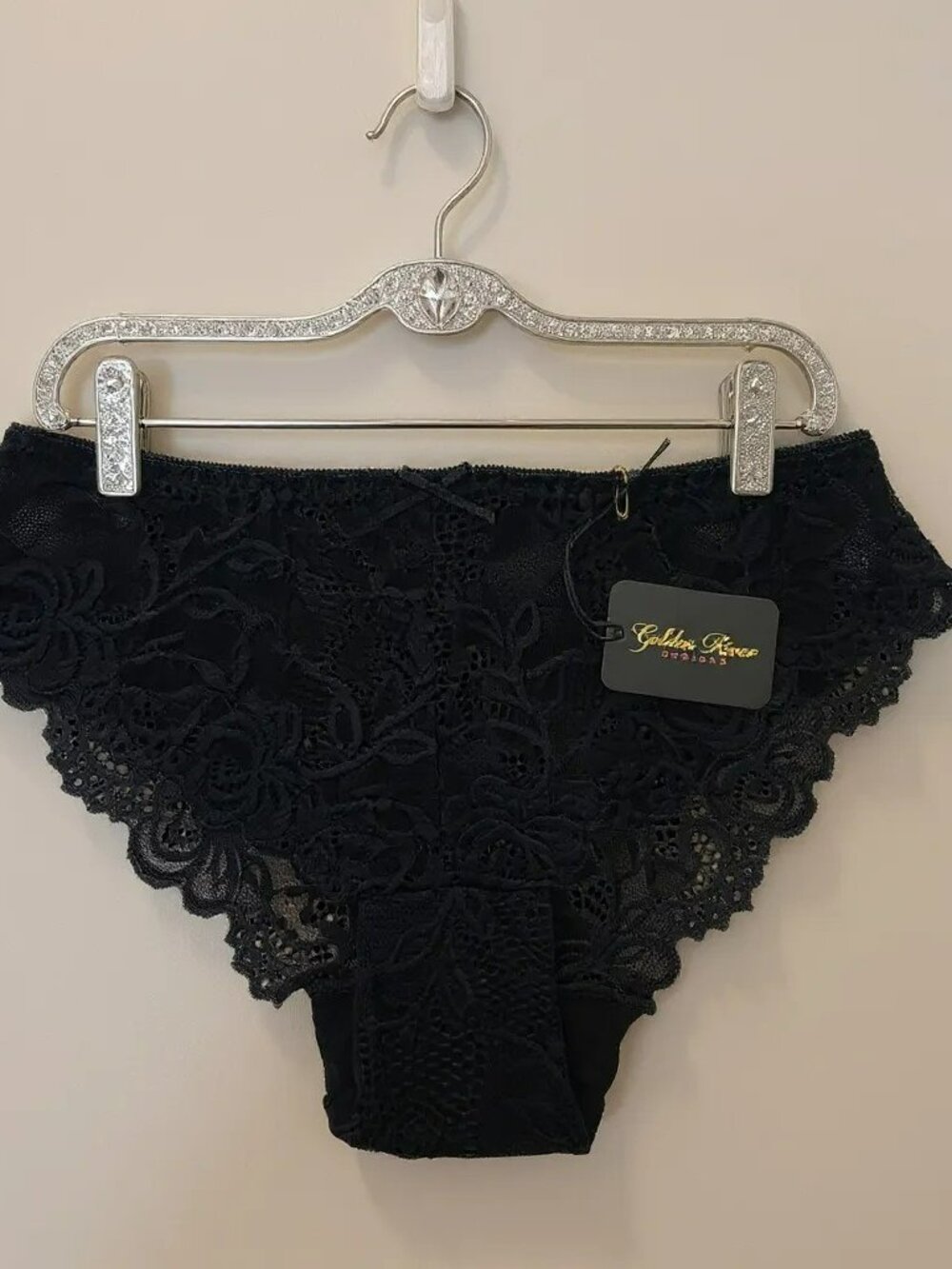 Brand New Floral Lace Panties - Pitch Black